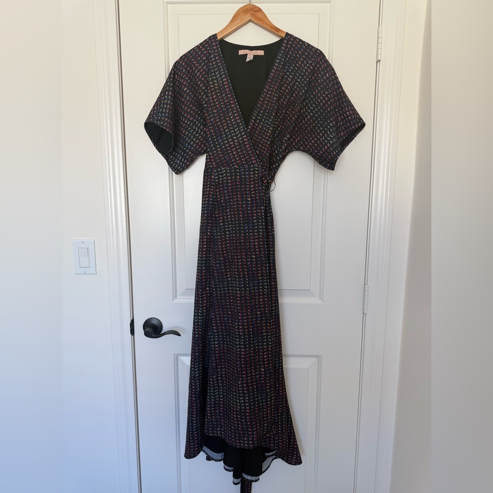 Anthropologie Hutch Arrowhead Wrap Maxi Dress Dolman Kimono Sleeve V-Neck SP - Picture 3 of 10